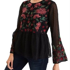 American Eagle Black Floral Blouse